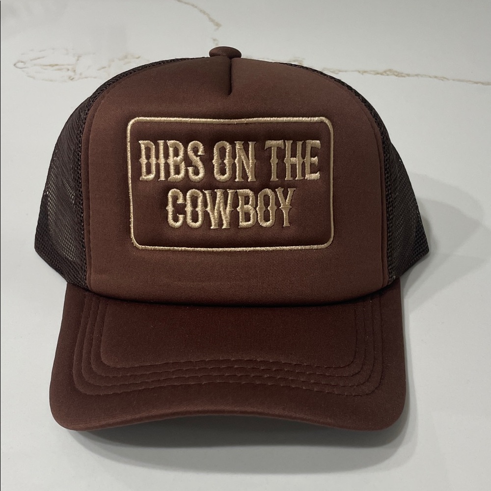 NWT Panache Apparel Co. Brown Mesh DIBS ON THE COWBOY Trucker Hat